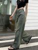 2000s Vintage Lengthen Straight Jeans Women Chic Korean High Waist Washed Denim Pants Female Elegant Streetwear Loose Wide Leg Trousers
