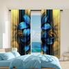 2Pcs Glam Floral Art Window Curtains Machine Washable Polyester Drapes For Living Room Bedroom Design For Privacy