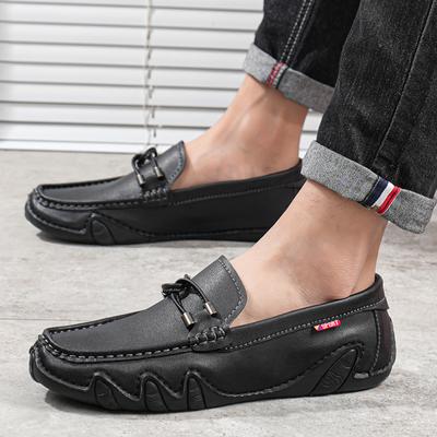 Sapatos casuais masculinos de couro da moda, marca de luxo 2024, mocassins masculinos, respiráveis, sem cadarço, sapatos pretos para dirigir, sapatos sociais plus size