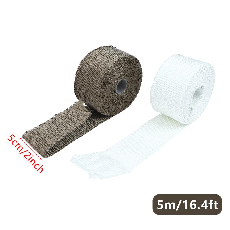 Exhaust Heat Insulation Wrap Tape 5m x 5cm High Performance Fiberglass High Temp for Street Bike Exhaust Pipe Heat Reduction