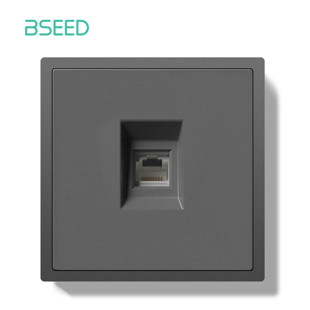 BSEED EU Large Button Wall Switches 1/2Gang 2Way 16A Wall Power Sockets Dual USB Phone Charge Port 5V Gray Home E-Series