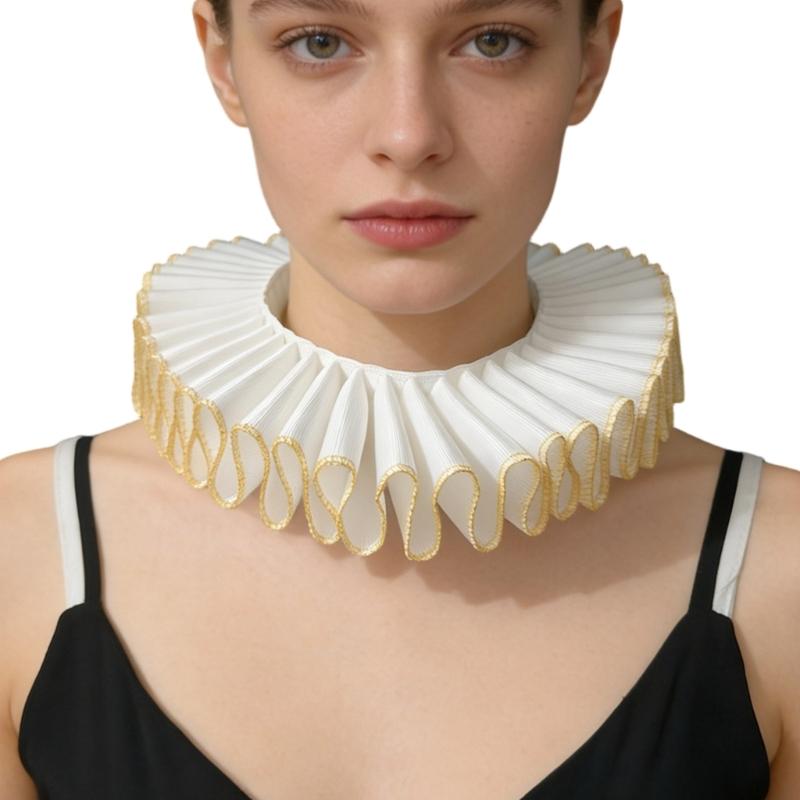 Comfortable Ribbon Faux Collar Colonial Clown Choker Neck Collar Ideal for School Uniforms Performances and Parties