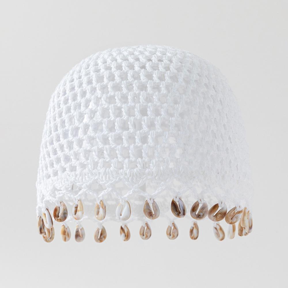 Cotton Crochet Shell Beanie Hat Breathable Hollow Out Knit Cap Summer Headwear Daily Wear