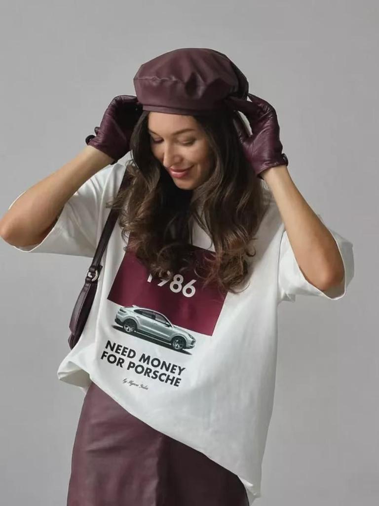 Women's Pure Cotton Short Sleeve T-shirt - Summer European & American Style, Loose Fit, Versatile Print, Casual Fashion Top