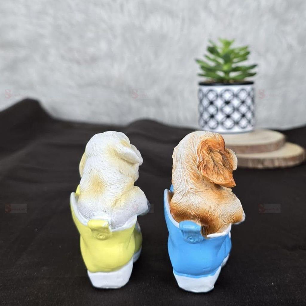 Set (2 Pieces) Dog Miniature Figurines | Decorative Showpiece | Gift for Him/Her, Mother's Day, Home, Bedroom, Living Room,