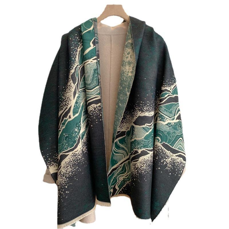 New green scarf winter office heating air conditioner shawl elegant imitation cashmere scarf supply
