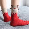 Cute Stereoscopic Christmas Socks Red Cartoon Elk Women Warm Cozy Mid Tube Socks Floor Kawaii Girls New Year Gifts