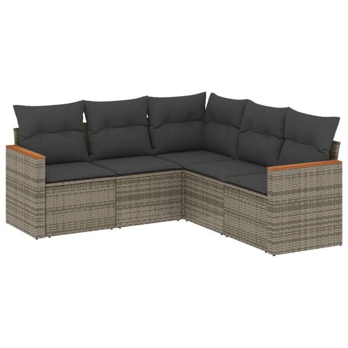 VidaXL Salon de Jardin avec Coussins 5 pcs, Canapés de Terrasse, Ensemble de Meubles de Patio, Mobilier d'Extérieur, Gris 3225962