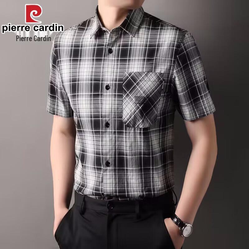 Pierre Cardin Men s Cotton Plaid Short-Sleeve Shirt 56