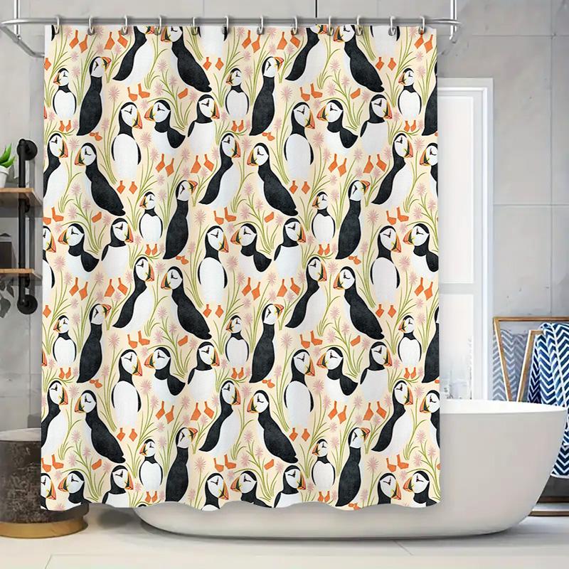 

Penguin Shower Curtain Sets Cute Bird Pattern Waterproof Bathroom Decor Farmhouse Coastal Style Shower Curtains For Bathroom W60H190(CM)-1 Pcs