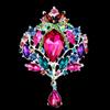 Zinc Zinc Alloy Linden Leaf Brooch Rhinestone Lapel Pins Creative Vintage Flower Badge  Women