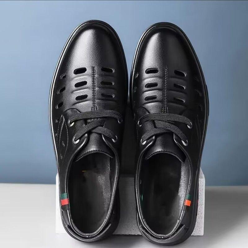 Genuine Leather Cowhide Can Be Worn In All Seasons Without Opening Glue/non-smelly Feet/men's Casual Driving Shoes Hollow and Versatile Flat Bottom