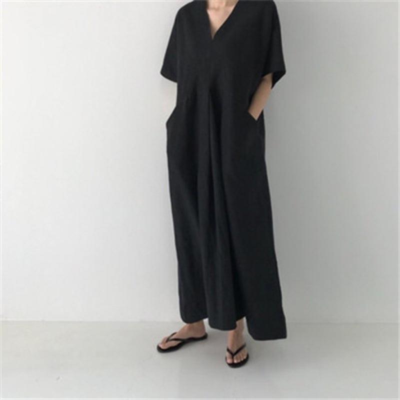 Letní volné retro šaty s výstřihem do V pro ženy