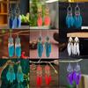 Bohemian Lange Federohrringe für Damen Klassisch Ethnisch Retro Temperament Kette Perlen Quaste Ohrringe Boho Hochzeits Schmuck