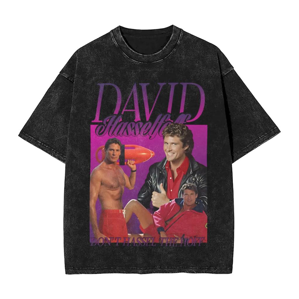 David Hasselhoff Funny Graphic Print TShirt Retro Washed Cotton Women Men Summer Harajuku Fashion New Top Gothic Oversized Tees
