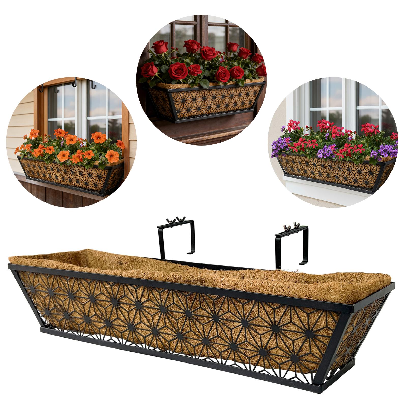 

2pcs Window Deck Railing Planter Boxes with Coconut Liner Rectangular Hanging Baskets Planter for Garden Balcony and Home Decor China Mainland