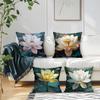 Tranquil Lotus Cushion Pillowcase Printed Polyester 45X45Cm Throw Pillowcover Decorative Sofa Cushion Pillowslip Home Decor