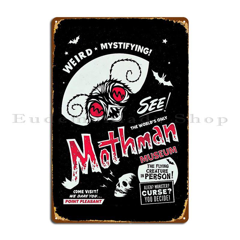 Mothman Museum Poster Spookshowdesign Metal Plaque Garage Party Plates Home Printed Plaques Tin Sign Poster 20X30CM