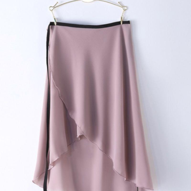 Elegant Women's Half-Skirt: Solid Color, Ballet-Inspired, Asymmetric Hem, Perfect for Dance.