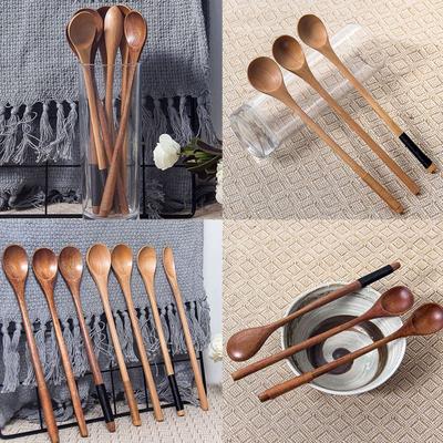 Wooden Lotus Long Handle Spoon Coffee Spoon Stirring Spoon Wooden Spoon