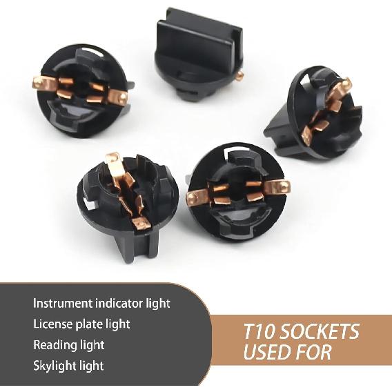 10 PCS Car trument Indicator Lamp Socket, T10 Twist Lock Socket, Twist Lock Wedge License Plate Light Micro Vehicle Reading Light Adapter Lamp