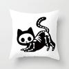 Skull Cat Black  Home Decor Cushion Cover Naughty  Sofa Car Decoration 45x45cm Pillowcase Square Polyester
