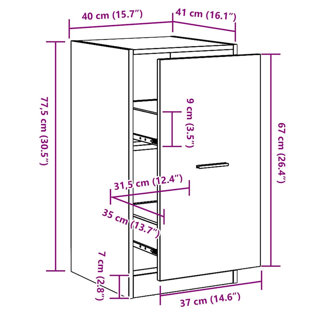 Pharmacy Cabinet Black Oak 40 X 41 X 77.5 Cm Particleboard
