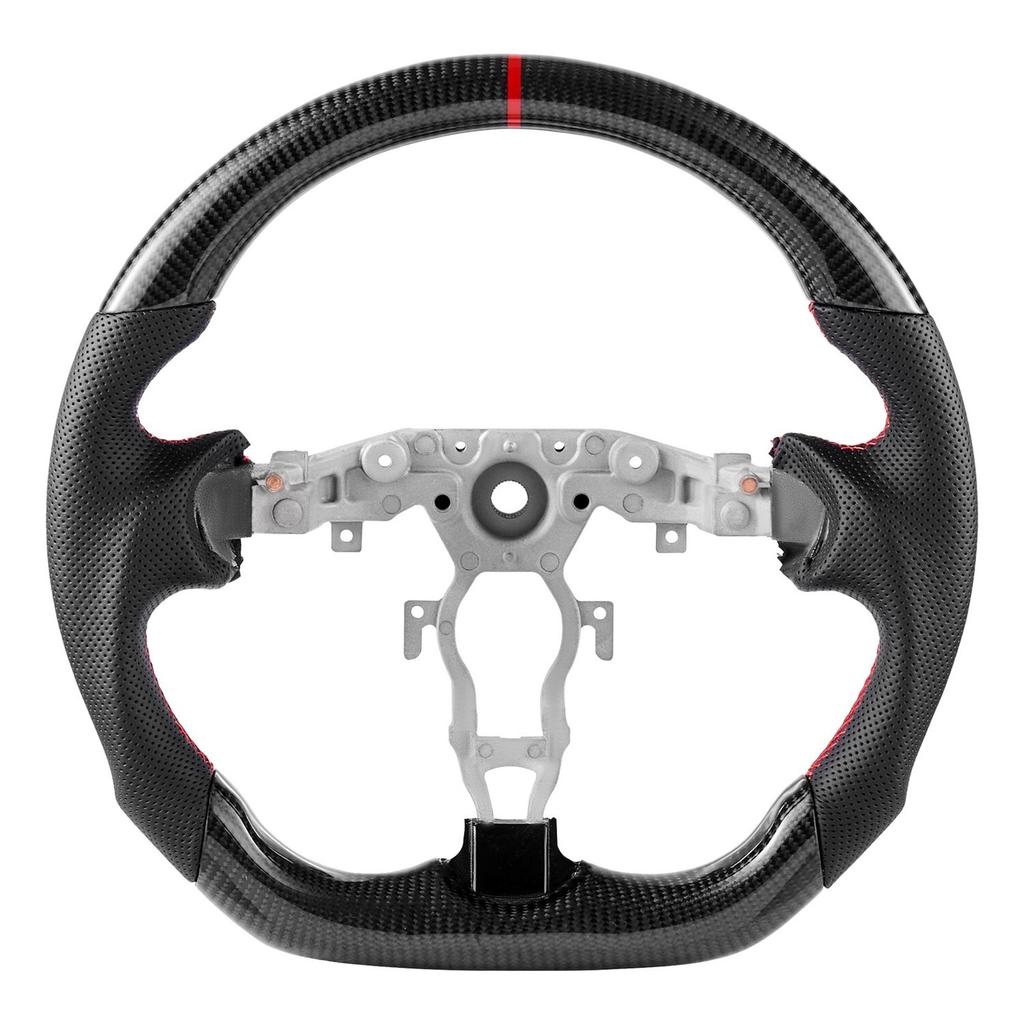 Volante per Nissan 370Z 2008-2020, Volante in Fibra di Carbonio a Forma di D con Fondo Piatto, Impugnatura in Pelle con Texture Antiscivolo e Cuciture Precise,