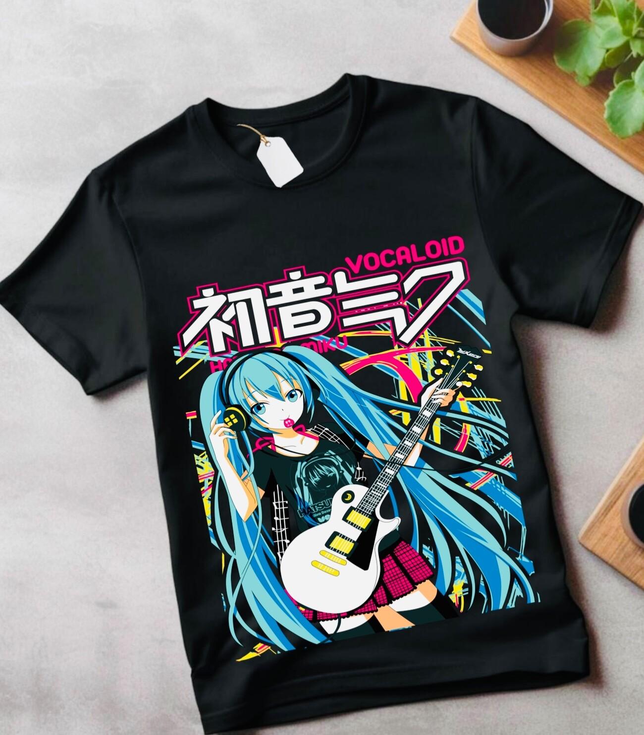 Hatsune Miku T-Shirt Mens Womens Tees Top Anime Girl Kawaii Project Diva Vocaloid Shirt gift kids S