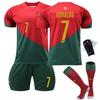 2223 Portugal World Cup Home Football Uniform Set No. 7 C Ronaldo Jerseys Children's Adult Short-sleeved Competition Clothes