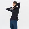 Huit Mock Neck Long Sleeve Tee With Side Slit Htwtl3k08t