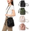 Lady Style PU Leather Drawstring Bag Candy Color Drawstring Style Crossbody Bag High Quality Mini Size Handbag Casual Wear