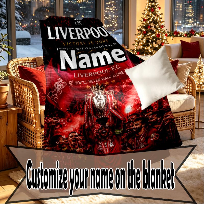 Custom Name Personalized Football Team F.C Print Blankets, Home Decor, Bedroom, Sofa, Camping, Couch, Gifts for Birthday Christmas