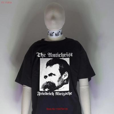 THE ANTICHRIST Friedrich Nietzsche T Shirt Nihilism Punk Crass Atheism Metal Vintage Washed Casual Stretched Slightly