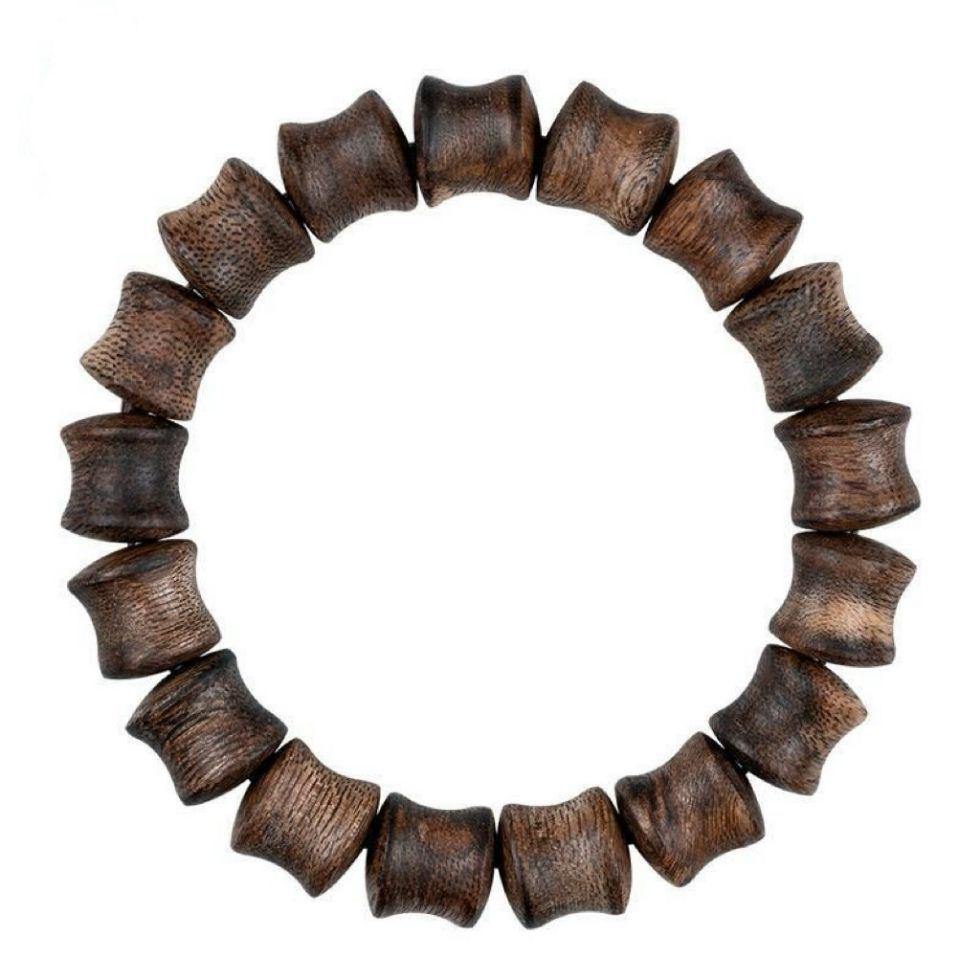 Natural Agarwood Bamboo Water-Sinking Prayer Beads Bracelet - Huian Kynam Yellow Earth Grade