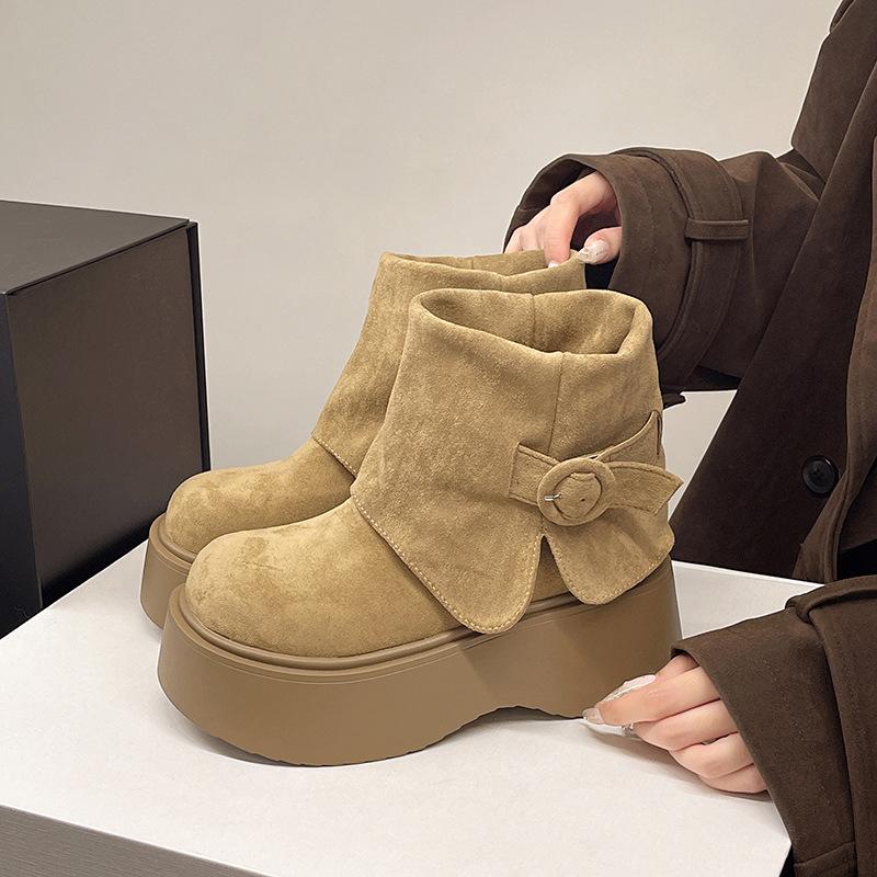 

[Фанфна] Короткие ботинки на толстой подошве для детей, новые осенние модели 2025 года, с юбками, маленькие и узкие ботинки Мартина 40 хаки