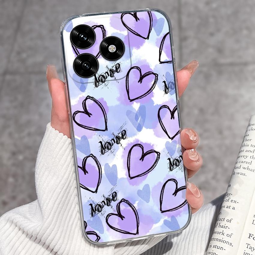 Für Honor X5c Plus X6a X7a X8a 10i 20 20i 50 Pro Lite Hülle Schwarz Kleine Liebesherz-Muster Weich Ultra Dünn TPU Anti-Rutsch Schale Für Honor Handyhüllen
