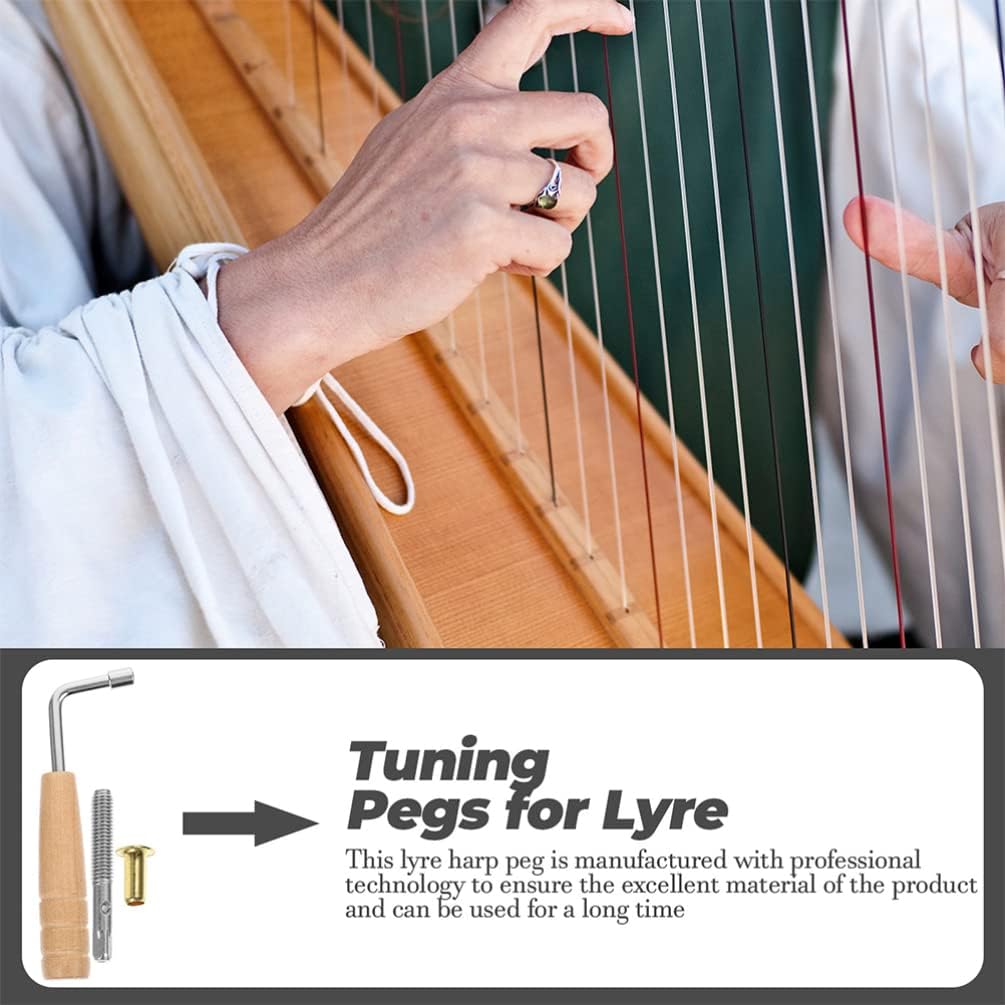 Milisten 16 PCS Tuning Pins with L-shape Tuning Wrench and Brass Rivets, Tuning Pin for Lyre Harp, Zithers, Harpsichord, Dulcimer, and other