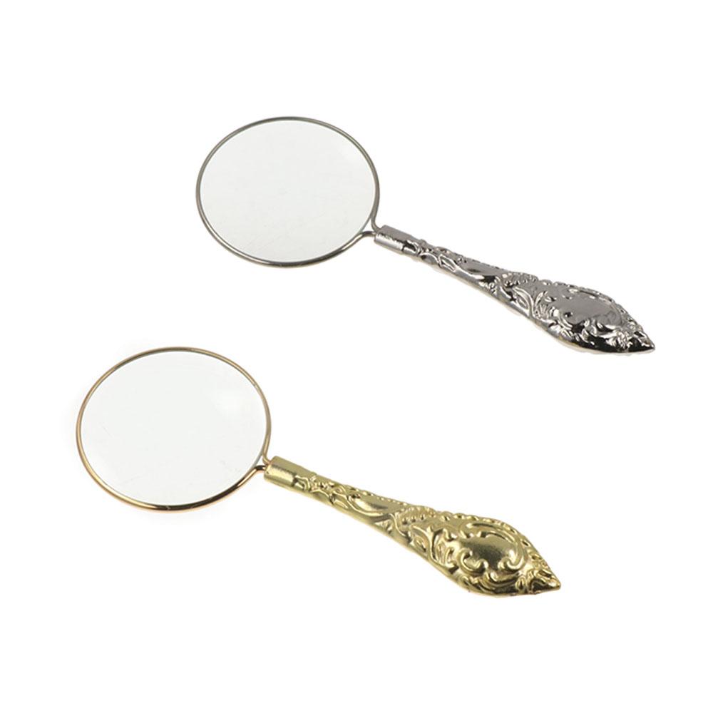 Metal Handheld Magnifier Delicate Pattern Magnifying Glass 5X Carved Magnifier  Reading Book