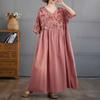 Cotton and Linen Summer Patchwork Retro Style Dress Long Skirt