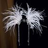 New Feather Hairpin Fairy Beauty Bridal Crystal Tassel Headpiece Luxury Wedding Dress Styling Accessories