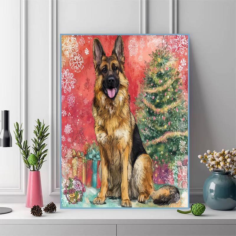 Pink German Shepherd Pattern 3pcs 100% Round Full Drill 5D DIY Diamond Painting Embroidery Cross Stitch Rhinestone Décor