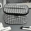 Multi-functional Red Plaid Storage Bag Handheld Zipper Design Cosmetic Pouch Makeup Bag Women Girls