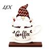 Coffee Lover Gift Ideas Bar Table Ornament, Wooden Theme Stand with Stable Tabletop Displays Base, Retro Farmhouse Tray for Kitchen Station Countertop