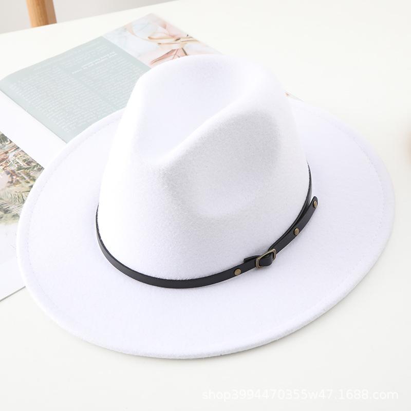 New Men's and Women's Woolen Top Hats, Jazz Hats, Retro Black Woolen Jazz Hats, Flat-brimmed Big Eaves Hats.