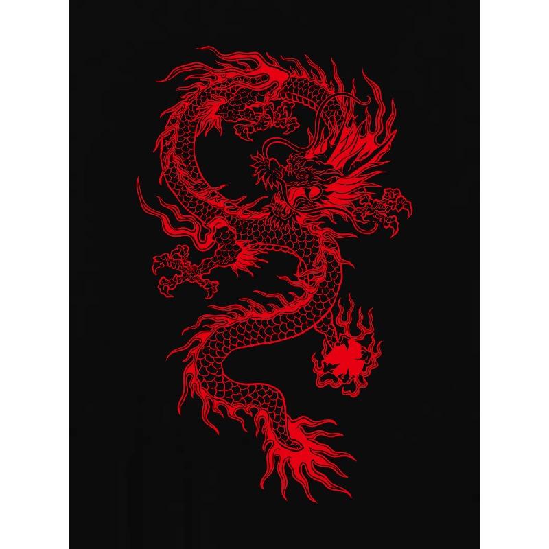 European Size Women's Dragon Print T-Shirt - Short Sleeve Round Neck Casual Summer Top