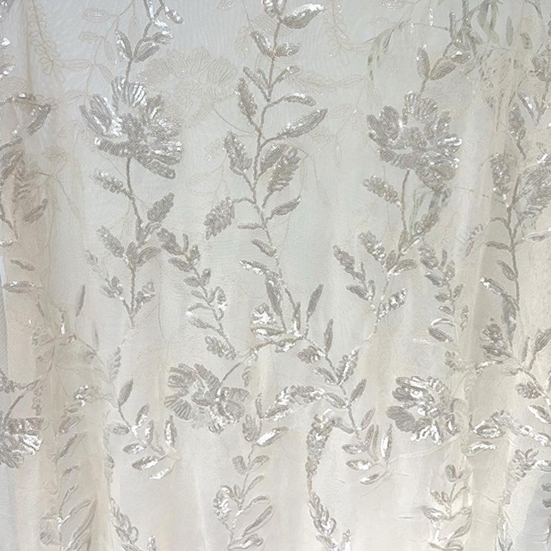 

Lace Sequin Embroidery Net Fabric Soft Breathable for Handmade DIY Sewing Summer Dresses Short Skirts Half-length Skirt Material 1Yard