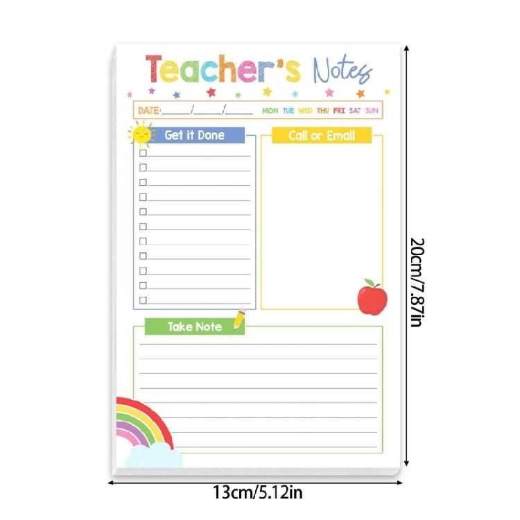 Compact Teacher Appreciation  Floral Design Checklist Planner Paper For School Supplies