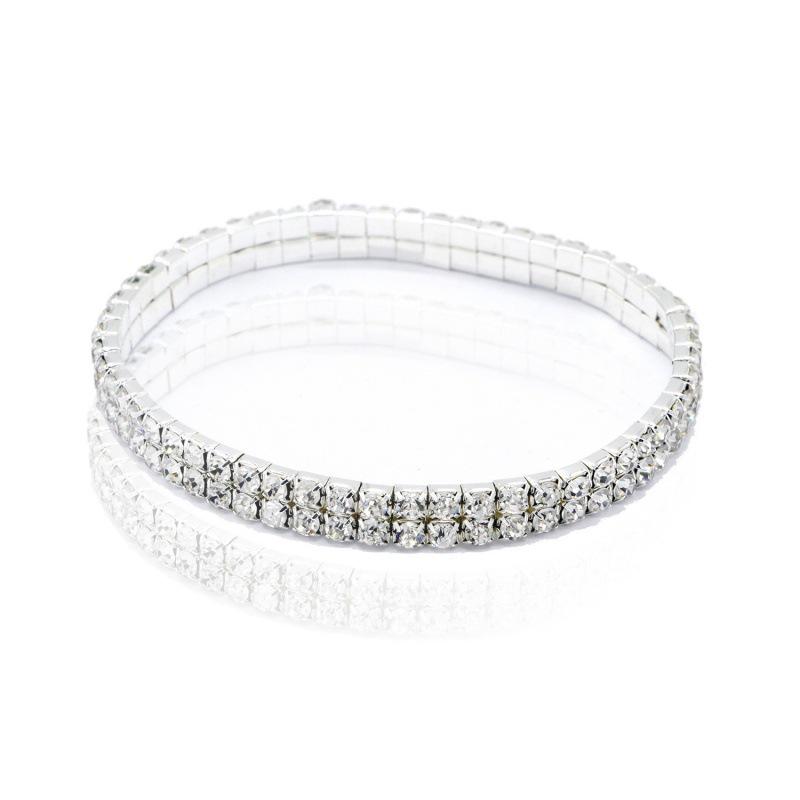 Elegant Full Diamond Bracelet: Ultra Shiny, Elastic Anklet/Bracelet - 1-5 Row Options for Birthdays, Weddings, and Parties