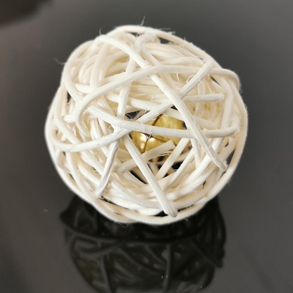 Puntos Chew Sound Toy Pet Cats Kitten Bell Rattan Ball Cage Playing Interactive Bite